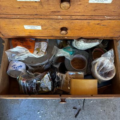 LOT 155: Wooden Chest of 15-Drawers Filled Nuts, Bolts, Screws, Hardware and More