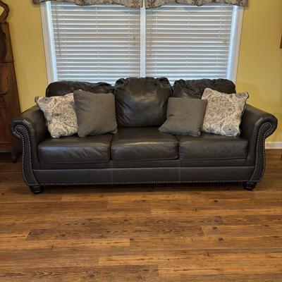 LOT 165: Faux Leather Sofa