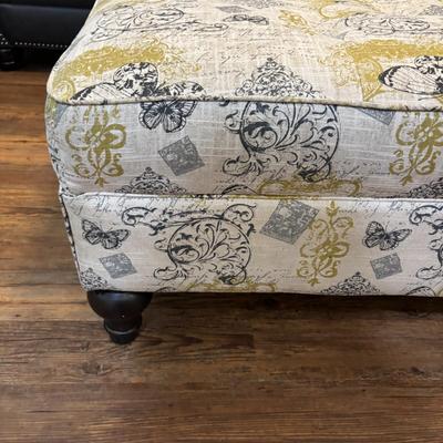 LOT 168: Oversized Accent Ottoman & Floor Lamp