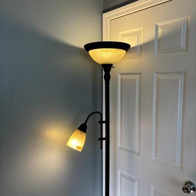 LOT 168: Oversized Accent Ottoman & Floor Lamp