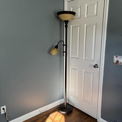 LOT 168: Oversized Accent Ottoman & Floor Lamp