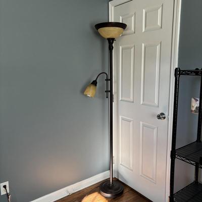 LOT 168: Oversized Accent Ottoman & Floor Lamp