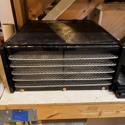 LOT 172: Basement Finds Kitchen Appliances: Crock Pot, All-Clad Roasting Pan, T-Fal Oti Grill, Cuisinart Coffee Pot, Excalibur Food...