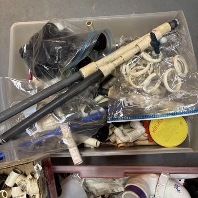 LOT 500: Plumbing Supplies & More: Fittings, Check Values, Cen-Tech Multimeter