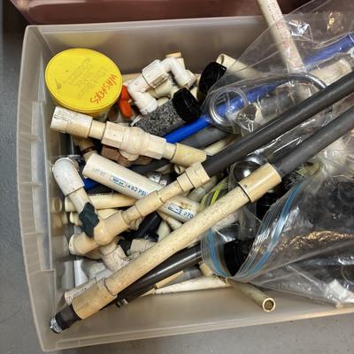 LOT 500: Plumbing Supplies & More: Fittings, Check Values, Cen-Tech Multimeter