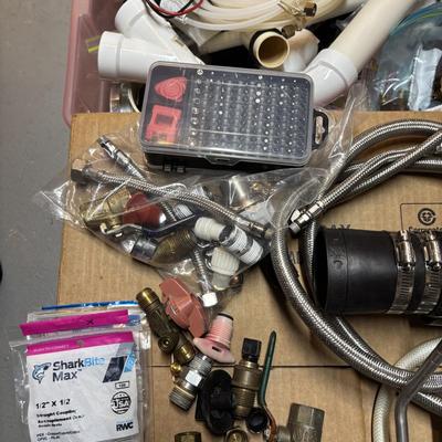 LOT 500: Plumbing Supplies & More: Fittings, Check Values, Cen-Tech Multimeter