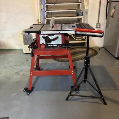 LOT 172: Skil 10-inch Table Saw on Stand & Adjustable Rolling Stand