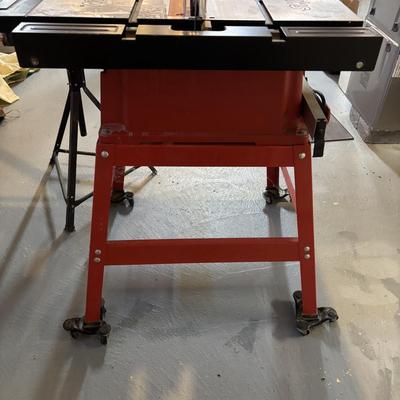 LOT 172: Skil 10-inch Table Saw on Stand & Adjustable Rolling Stand