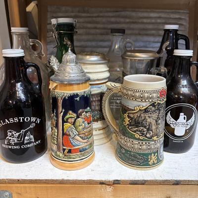 LOT 176: Vintage Steins, Local Growlers & More