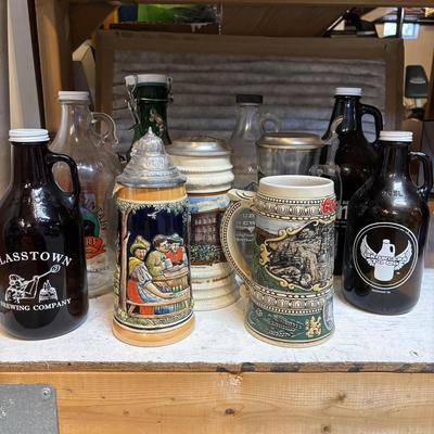LOT 176: Vintage Steins, Local Growlers & More