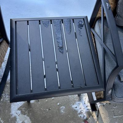 LOT 179: Matching Patio Rocking Chairs & Accent Table