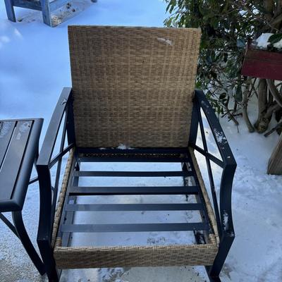 LOT 179: Matching Patio Rocking Chairs & Accent Table