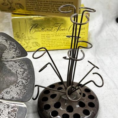 Plated Silver fernery Centerpiece Bowl with Pierced Lid Floral arranging