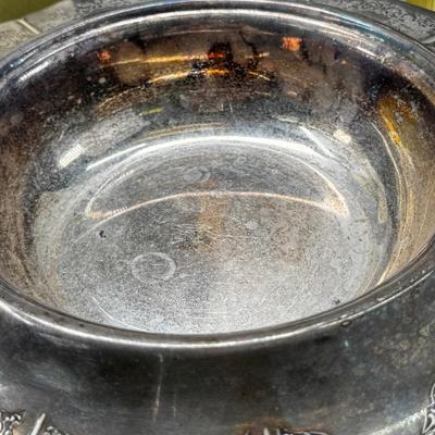 Plated Silver fernery Centerpiece Bowl with Pierced Lid Floral arranging