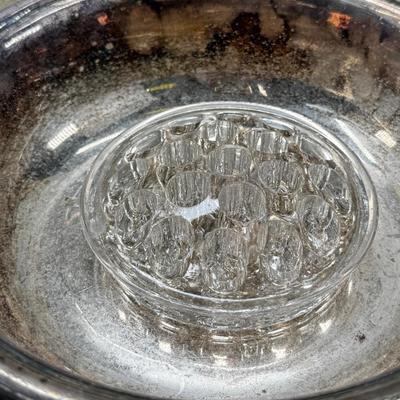Plated Silver fernery Centerpiece Bowl with Pierced Lid Floral arranging