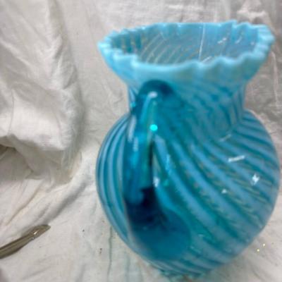 five tall sherbets or champagnes are Fostoria 6008 pattern dimple optic. Mid century Glass ware