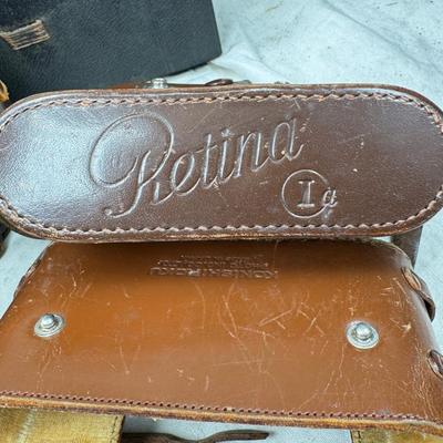 Vintage film cameras, cases light meters, flash lense