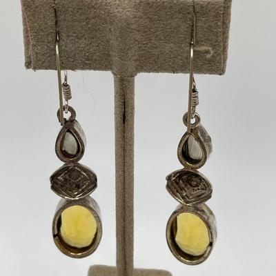 Vintage Sterling moonstone and citrine earrings