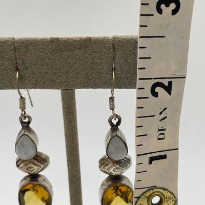 Vintage Sterling moonstone and citrine earrings