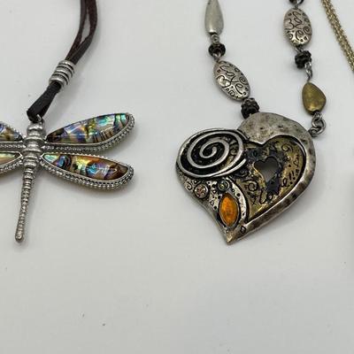 Mixed metal pendant, reverse dragonfly & unique pendant