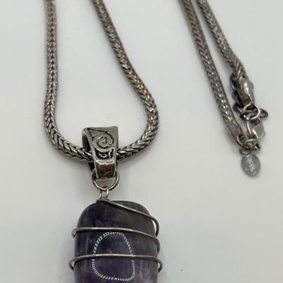 Thick Monet necklace with amethyst pendant