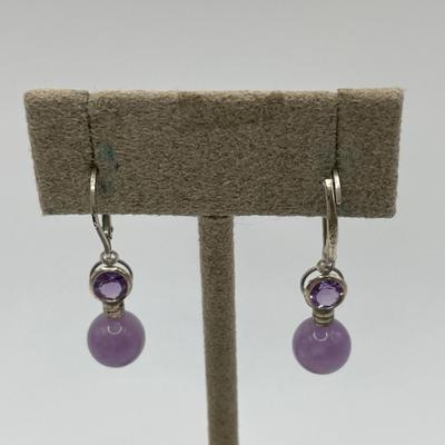 Sterling onyx, coral & amethyst post earrings