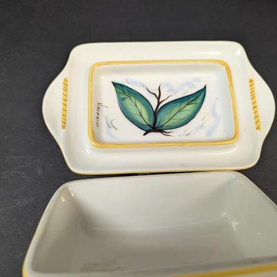 Bella Casa By Ganz Valerio Ceramic Covered Butter Dish & Chantel Red Heart Casserole Dish 2 1/2 Quarts