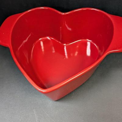 Bella Casa By Ganz Valerio Ceramic Covered Butter Dish & Chantel Red Heart Casserole Dish 2 1/2 Quarts
