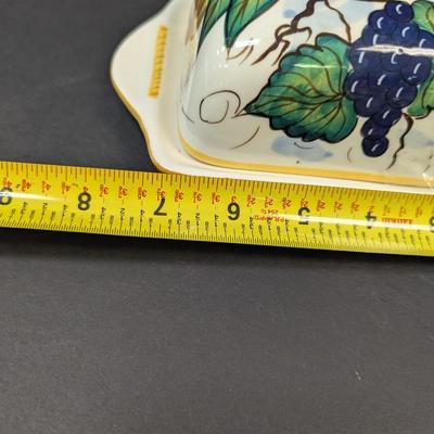 Bella Casa By Ganz Valerio Ceramic Covered Butter Dish & Chantel Red Heart Casserole Dish 2 1/2 Quarts