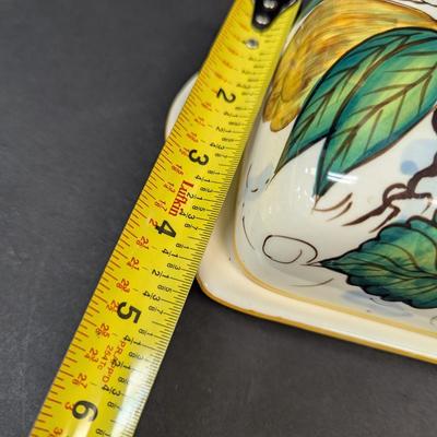 Bella Casa By Ganz Valerio Ceramic Covered Butter Dish & Chantel Red Heart Casserole Dish 2 1/2 Quarts