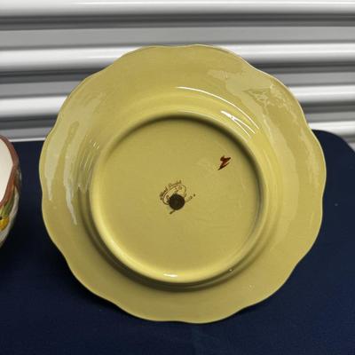 Sandland Primitives White Dogwood Tiered Stand & Bowl – Hand Painted Stoneware