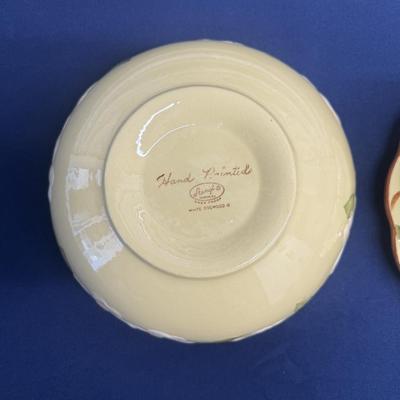 Sandland Primitives White Dogwood Tiered Stand & Bowl – Hand Painted Stoneware