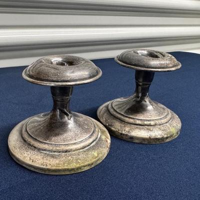 Antique Sterling Silver Weighted Candlesticks