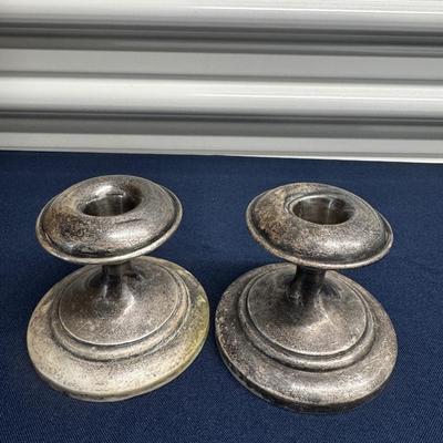 Antique Sterling Silver Weighted Candlesticks