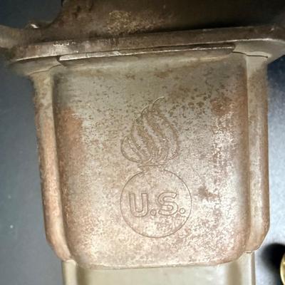 WW2 Military Bayonet with Scabbard plus 3 Badges