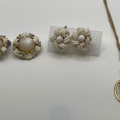 W Germany, moonstone clip ons and Sarah Cov necklace