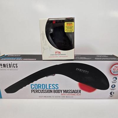 LOT 34: American Heart Association Family & Friends CPR Anytime Training Kit, HoMedics Cordless Percussion Body Massager with...