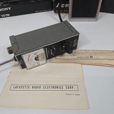 LOT 36: Lafayette SWR & Field Strength Meter, Realistic Hand Held Portable AM-FM Radio, Sony Tick-Talk Clock Radio, Etón Microlink...