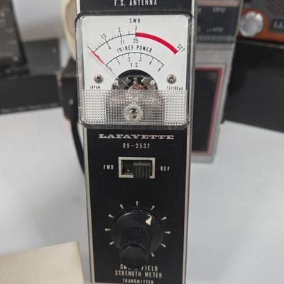 LOT 36: Lafayette SWR & Field Strength Meter, Realistic Hand Held Portable AM-FM Radio, Sony Tick-Talk Clock Radio, Etón Microlink...