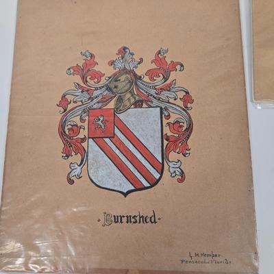 LOT 37: Multiple Family Crests, 3 Fenton Bicentennial Commemorative Plates, Miniature Liberty Bell, Pictorial History of the Great Civil...