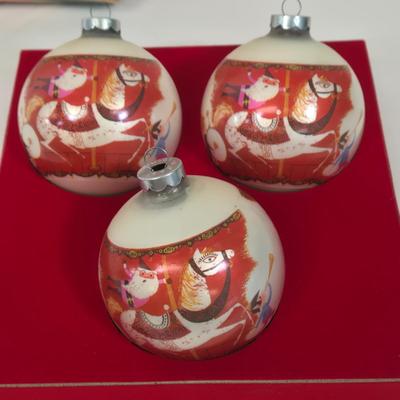 LOT 38: Vintage National No. 7W Christmas Tree Holder, Christmas Ball Ornaments from The Corning Collection, Georg Jensen Special Edition...