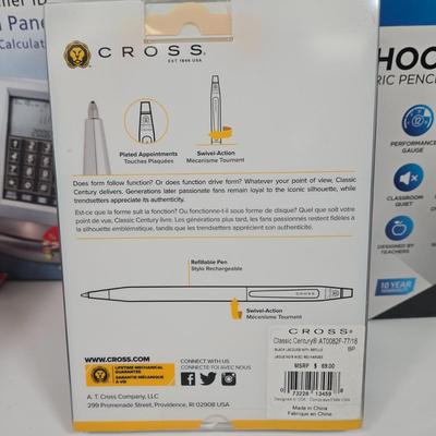 LOT 40: Home Office Lot Including Mechanical Postal Scale, Cross Classic Century Black Lacquer Ballpoint Pen, X-ACTO School Pro Electric...