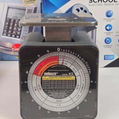LOT 40: Home Office Lot Including Mechanical Postal Scale, Cross Classic Century Black Lacquer Ballpoint Pen, X-ACTO School Pro Electric...