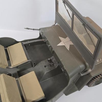 LOT 81: G.I. Joe 1941 Willys MB Jeep Toy, United Airlines Plane Toy, Wooden Model Car, Auburn Rubber Company Toy Tractor, and Plastic Horse