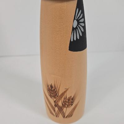 LOT 83: Autumn Season Watercolor Vintage Framed Print and Japanese Suigai Sato Wooden Kokeshi Doll