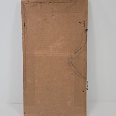 LOT 83: Autumn Season Watercolor Vintage Framed Print and Japanese Suigai Sato Wooden Kokeshi Doll