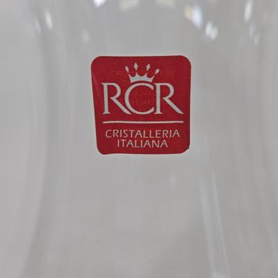 LOT 87: Rosenthal Crystal Pillow Vase Cut Vertical Waves, RCR Toscana Wine Carafe Italian Tuscan Crystal, and Lenox Windswept Clear Cut...