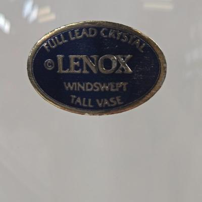 LOT 87: Rosenthal Crystal Pillow Vase Cut Vertical Waves, RCR Toscana Wine Carafe Italian Tuscan Crystal, and Lenox Windswept Clear Cut...