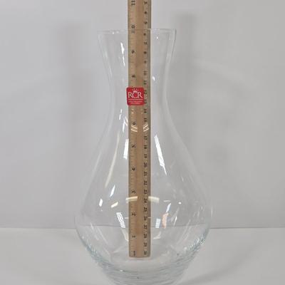 LOT 87: Rosenthal Crystal Pillow Vase Cut Vertical Waves, RCR Toscana Wine Carafe Italian Tuscan Crystal, and Lenox Windswept Clear Cut...