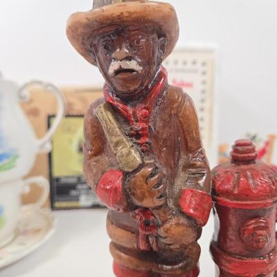 LOT 89: Vintage Fireman Candle, 1996 The Hamilton Collection Spot Takes A Ride, and Disney Parks Alice In Wonderland Tea For One Teapot...